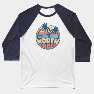 Vintage Surfing North Shore Oahu, Hawaii // Retro Summer Vibes // Grunge Surfer Sunset Baseball T-Shirt